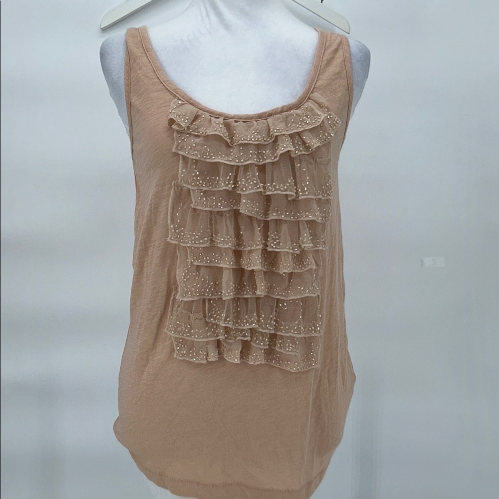 J.Crew Beaded Ruffle Tank Top Blush Pink Size M - Picture 3 of 9